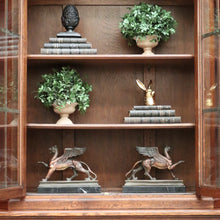 Load image into Gallery viewer, x SOLD Antique French Oak China Cabinet, 2 Height Bookcase with Turned Columns Buffet. B10214