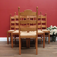 Load image into Gallery viewer, x SOLD Set of Six Antique French Dining Chairs, Antique Oak and Rush Seat Kitchen Chair B10815