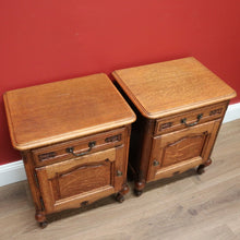 Load image into Gallery viewer, x SOLD Pair of Vintage French Lamp Tables or Bedside Tables Drawer and Cupboard Storage B10664