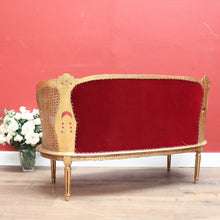 Load image into Gallery viewer, x SOLD Antique French Settee, Sofa, Gilt Timber, Cane, Fabric, Boudoir Chair, Armchair B11145