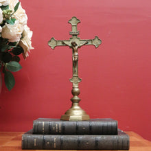 Load image into Gallery viewer, Vintage Brass Crucifix, Free Standing Cross, Jesus on Cross, Home Worship Cross B10897