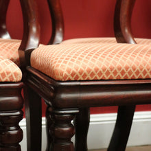 Load image into Gallery viewer, x SOLD Set of Eight Antique Dining Chairs, Kitchen Chairs, English Mahogany and Fabric. B11142