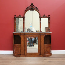 Load image into Gallery viewer, x SOLD Antique English Credenza Antique Burr Walnut and Marble Mirror Back Sideboard B10678
