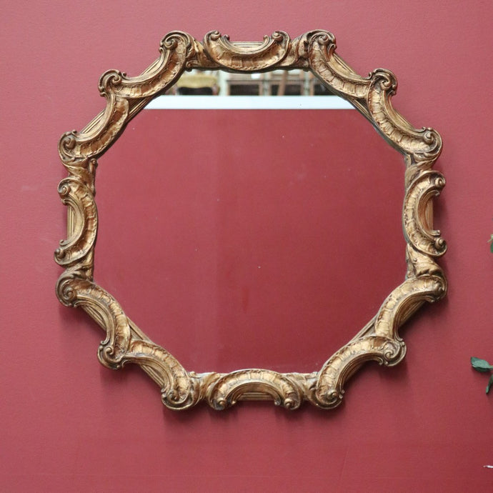 Vintage Gilt Frame Mirror, Gilt Gold Octagonal 'C' Scroll Mirror, Wall Mirror B10997