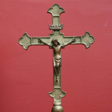 Load image into Gallery viewer, x SOLD Vintage Brass Crucifix, Free Standing Cross, Jesus on Cross, Home Worship Cross B10897