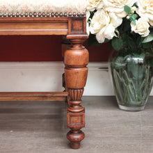 Load image into Gallery viewer, x SOLD Pair of Chairs, Church Hall Chairs, Antique French Walnut and Fabric Chairs. B10372