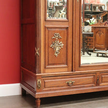 Load image into Gallery viewer, x SOLD Antique French Oak & Mirror Door Wardrobe Armoire with Bevelled Mirrors, Gilt Brass mounts with drawers. B10531