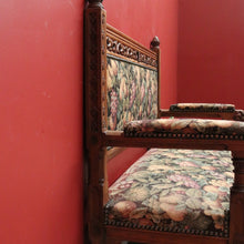 Load image into Gallery viewer, x SOLD Antique French Hall Settle Hall Seat Oak and Tapestry French Bench Seat Armchair B10810