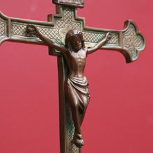 Load image into Gallery viewer, x SOLD Vintage Brass Crucifix, Free Standing Cross, Jesus on Cross, Home Worship Cross B10897