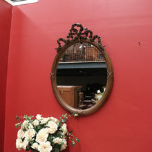 Load image into Gallery viewer, x SOLD Antique French Mirror, Oval hall Bedroom Mirror with Ribbon Bows to the Top B10657
