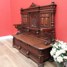 Load image into Gallery viewer, x SOLD Antique French Hall Seat, French Gothic Carved Blanket Box Bench Seat Hall Chair B10154