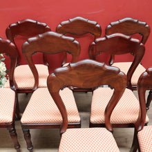 Load image into Gallery viewer, x SOLD Set of Eight Antique Dining Chairs, Kitchen Chairs, English Mahogany and Fabric. B11142