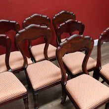 Load image into Gallery viewer, x SOLD Set of Eight Antique Dining Chairs, Kitchen Chairs, English Mahogany and Fabric. B11142