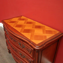 Load image into Gallery viewer, x SOLD Vintage French Chest of Drawers, 3 Drawer Parquetry Top French Cherrywood Chest. B10416