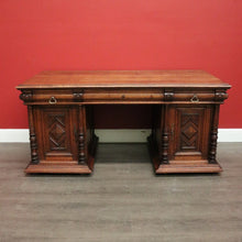 Load image into Gallery viewer, x SOLD Antique French Oak Office Desk, French Twin Pedestal Desk, 3 Drawer Desk in Oak. B10255