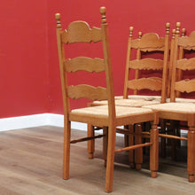 Load image into Gallery viewer, x SOLD Set of Six Antique French Dining Chairs, Antique Oak and Rush Seat Kitchen Chair B10815