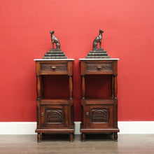 Load image into Gallery viewer, Pair of French Bedside Tables, Antique French Oak and Marble Lamp Table Bedsides B10150