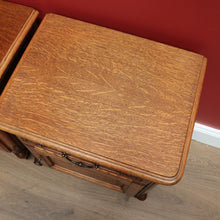 Load image into Gallery viewer, x SOLD Pair of Vintage French Lamp Tables or Bedside Tables Drawer and Cupboard Storage B10664