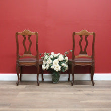 Load image into Gallery viewer, x SOLD Pair of Antique French Hall Chairs, Leather, Oak and Brass Stud Office Chairs B10429