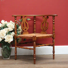 Load image into Gallery viewer, x SOLD Antique French Corner Chair Oak and Rush Seat Music Chair Bedroom Chair Armchair B10749