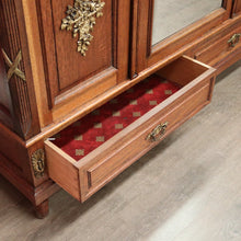 Load image into Gallery viewer, x SOLD Antique French Oak & Mirror Door Wardrobe Armoire with Bevelled Mirrors, Gilt Brass mounts with drawers. B10531