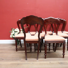 Load image into Gallery viewer, x SOLD Set of Eight Antique Dining Chairs, Kitchen Chairs, English Mahogany and Fabric. B11142