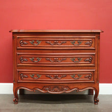 Load image into Gallery viewer, x SOLD Vintage French Chest of Drawers, 3 Drawer Parquetry Top French Cherrywood Chest. B10416