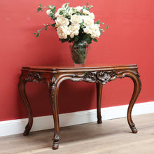 Load image into Gallery viewer, x SOLD Antique French Walnut Centre Table, Hall, Foyer, Sofa Table Carved Apron & Legs  B10644