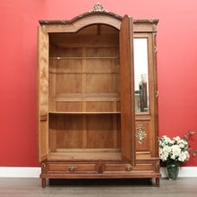 Load image into Gallery viewer, x SOLD Antique French Oak & Mirror Door Wardrobe Armoire with Bevelled Mirrors, Gilt Brass mounts with drawers. B10531
