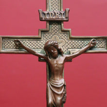 Load image into Gallery viewer, x SOLD Vintage Brass Crucifix, Free Standing Cross, Jesus on Cross, Home Worship Cross B10897