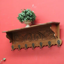 Load image into Gallery viewer, x SOLD Vintage French Oak and Brass Hook Coat Rack, Hat Scarf Rack with Plate Rack 2 of 2 B10306