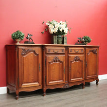 Load image into Gallery viewer, x SOLD French Breakfront 4 Door Oak Sideboard Cabinet with 2 Drawers Parquetry Top B10459