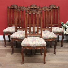 Load image into Gallery viewer, x SOLD Set of 6 Antique French Dining Chairs, 6 Kitchen Chairs, Tapestry Seat Chairs B11023