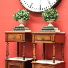 Load image into Gallery viewer, x SOLD Pair of Antique French Bedside Cabinet, Mahogany Marble Lamp Side Bedside Table B10488