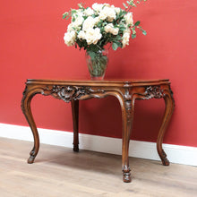 Load image into Gallery viewer, x SOLD Antique French Walnut Centre Table, Hall, Foyer, Sofa Table Carved Apron & Legs  B10644