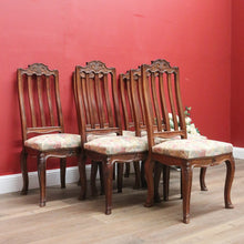 Load image into Gallery viewer, x SOLD Set of 6 Antique French Dining Chairs, 6 Kitchen Chairs, Tapestry Seat Chairs B11023