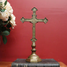 Load image into Gallery viewer, x SOLD Vintage Brass Crucifix, Free Standing Cross, Jesus on Cross, Home Worship Cross B10897