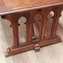Load image into Gallery viewer, x SOLD Antique French Dining Table or Office Desk with Church Window Pedestal Stretcher B11505
