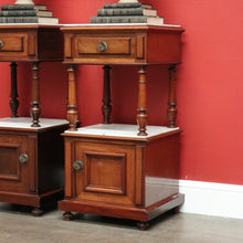 Load image into Gallery viewer, x SOLD Pair of Antique French Bedside Cabinet, Mahogany Marble Lamp Side Bedside Table B10488