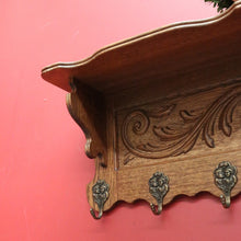 Load image into Gallery viewer, x SOLD Vintage French Oak and Brass Hook Coat Rack, Hat Scarf Rack with Plate Rack 2 of 2 B10306