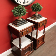 Load image into Gallery viewer, x SOLD Pair of Antique French Bedside Cabinet, Mahogany Marble Lamp Side Bedside Table B10488