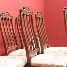 Load image into Gallery viewer, x SOLD Set of 6 Antique French Dining Chairs, 6 Kitchen Chairs, Tapestry Seat Chairs B11023