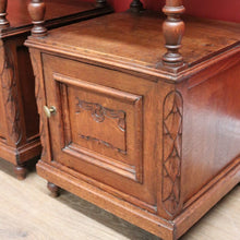 Load image into Gallery viewer, x SOLD Pair of Bedside Tables Cabinets, Lamp Side Tables Antique French Oak and Marble. B10557