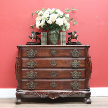 Load image into Gallery viewer, Vintage French Mahogany 4 Drawer Carved Bedroom Hallway Chest of Drawers Cabinet B10705