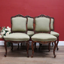 Load image into Gallery viewer, x SOLD Set of 4 Antique Chairs, Antique French Dining or Kitchen Chairs. Olive Fabric B11163