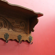 Load image into Gallery viewer, x SOLD Vintage French Oak and Brass Hook Coat Rack, Hat Scarf Rack with Plate Rack 2 of 2 B10306