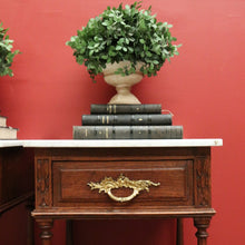 Load image into Gallery viewer, x SOLD Pair of Bedside Tables Cabinets, Lamp Side Tables Antique French Oak and Marble. B10557