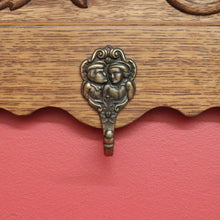 Load image into Gallery viewer, x SOLD Vintage French Oak and Brass Hook Coat Rack, Hat Scarf Rack with Plate Rack 2 of 2 B10306