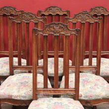 Load image into Gallery viewer, x SOLD Set of 6 Antique French Dining Chairs, 6 Kitchen Chairs, Tapestry Seat Chairs B11023