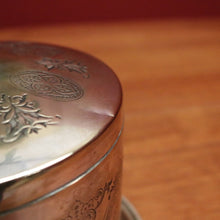 Load image into Gallery viewer, x SOLD Antique Silver Plate Biscuit Barrel Lift Lid Embossed Body Antique Lidded Vessel. B11244